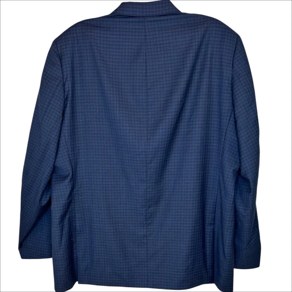 Hickey Freeman Blazer 46R Blue Check Plaid Super 140 Wool Carlo Barbera SML FLAW
